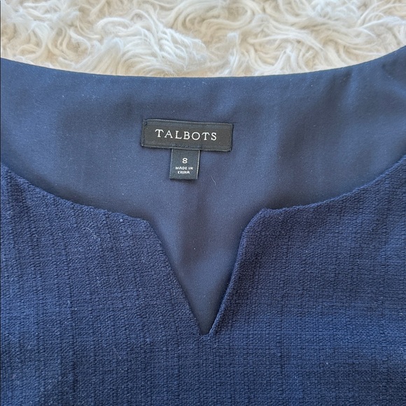 Talbots navy blue beaded embroidered fish sheath dress 8 - Picture 5 of 14